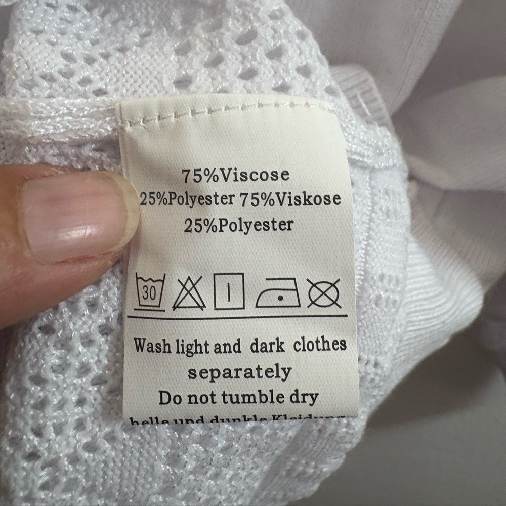 Grace Karin White Pointelle V-Neck Cardigan Sweater L - Picture 5 of 8